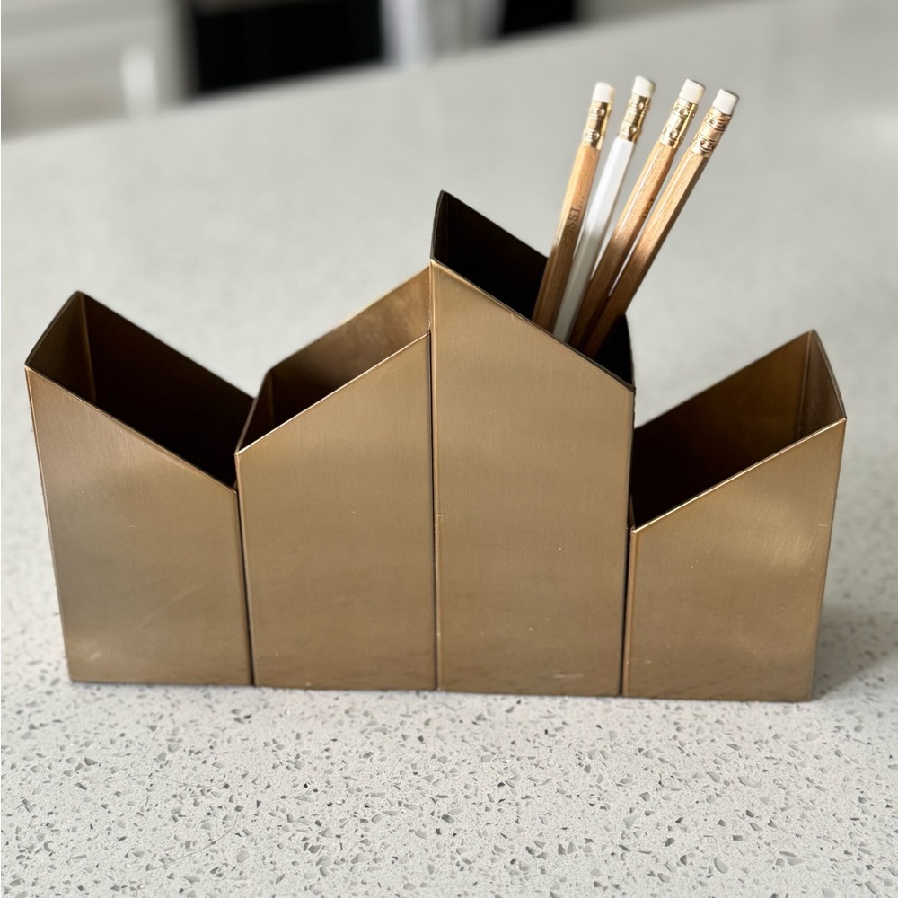 Gold Geometric Desktop Pencil Organizer